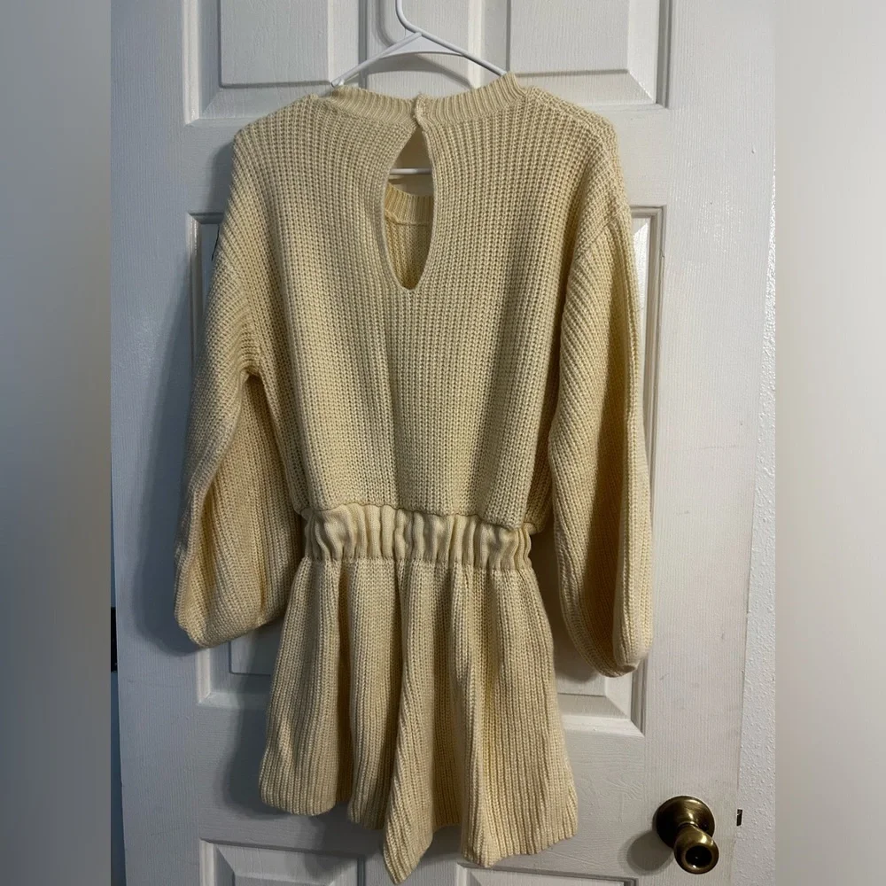 NWOT Cream Sweater Romper - Picture 2 of 2